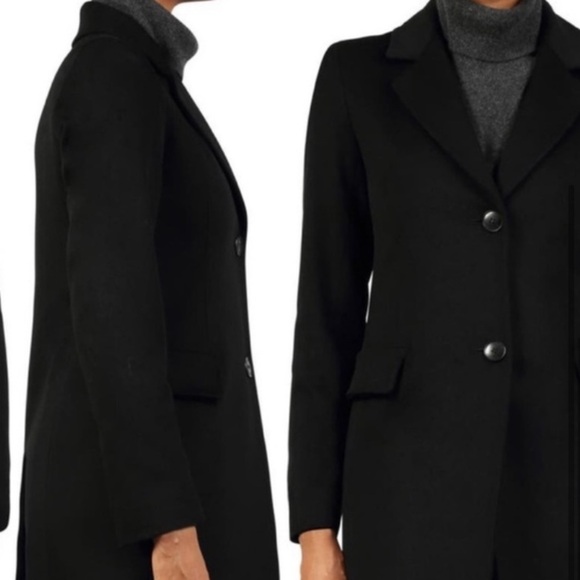 Fleurette Walker Notched Collar Wool Pea Coat Black Size 14 - Picture 7 of 10